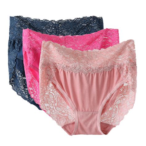 Buy 3pcs Womens Sexy Lace High Waist Plus Size Womens Panties 7315 1
