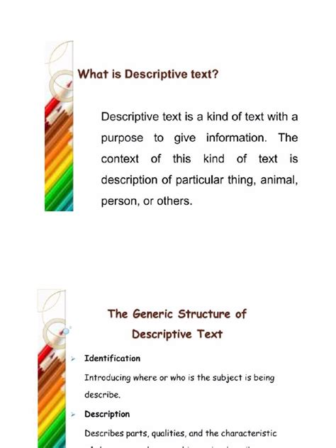 Descriptive Text Text Structure And Features Pdf