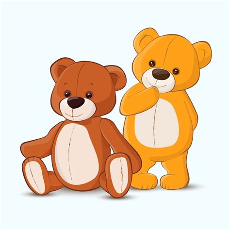 premium vector two teddy bears in cartoon style illustration