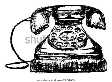 Handdrawn Sketch Old Vintage Telephone Stock Vector Royalty Free