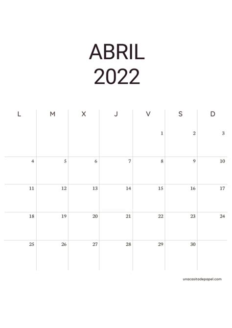 Calendario Abril 2021 2022 El Calendario Abril 2021 2022 Para Imprimir