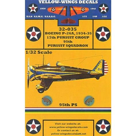 Yellow Wings Decal Decal Boeing P 26ac Peashooter 1 No 84 95th Pur