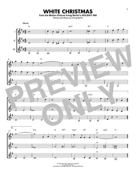 White Christmas Sheet Music Irving Berlin Guitar Ensemble