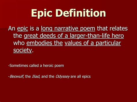 Ppt Characteristics Of An Epic Powerpoint Presentation Free Download