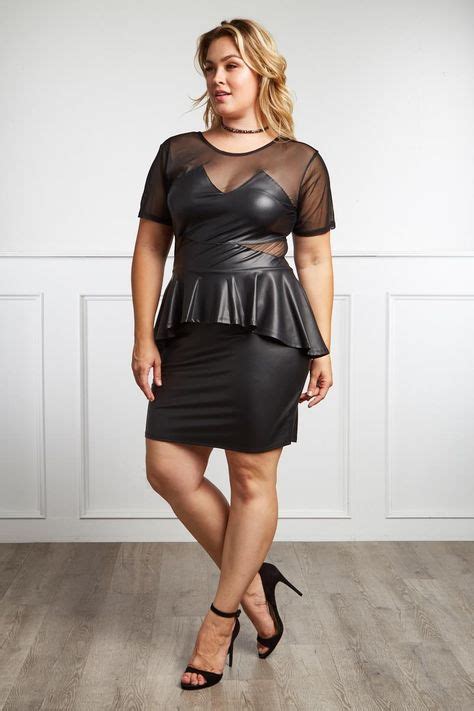 Detail View 2 Showstopping Love Plus Size Faux Leather Mesh Dress