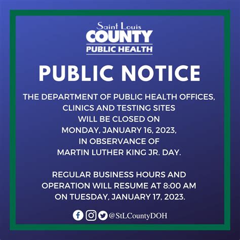 St Louis County Dph On Twitter Dph Offices Clinics And Testing Sites Will Be Closed Tomorrow