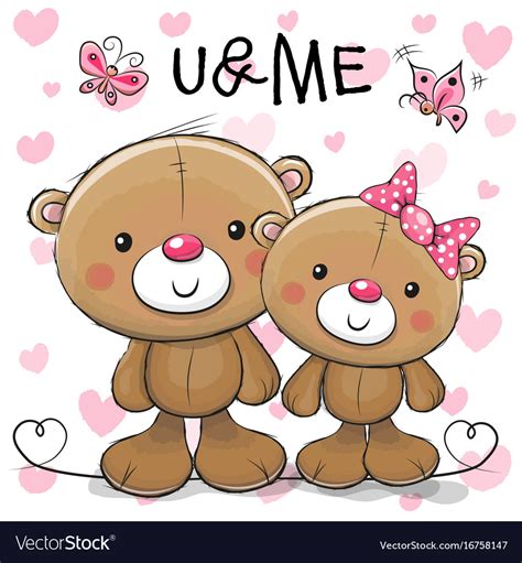 Two Cute Teddy Bear Cartoon