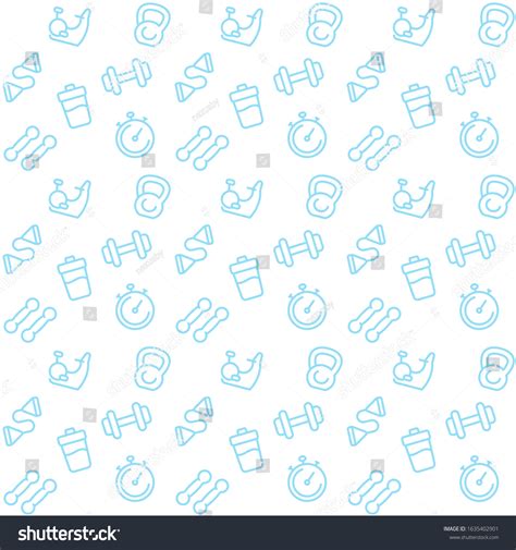 Fitness Pattern Seamless Background Blue Line Stock Vector Royalty