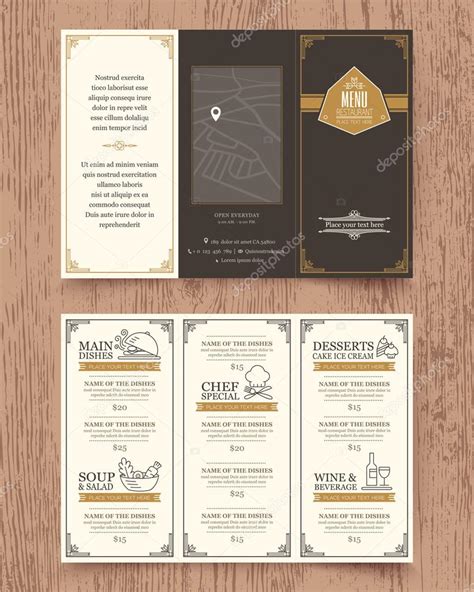 Vintage Restaurant Menu Design Pamphlet Template Stock Vector Image By