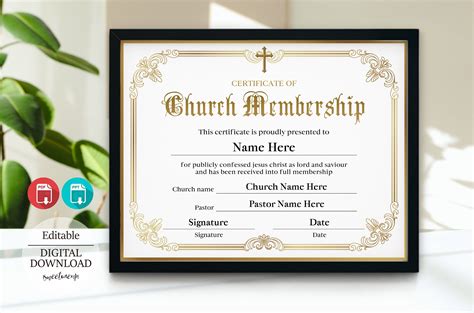 Church Membership Certificate Printable 11x85 New Member Etsy