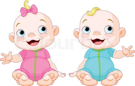 Cute Smiling Twins Stock Vector Colourbox