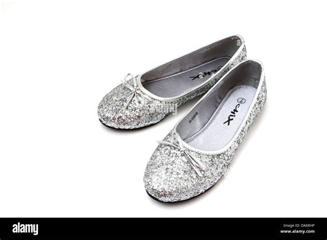 A Pair Of Silver Glitter Ballet Pumps Stock Photo Alamy