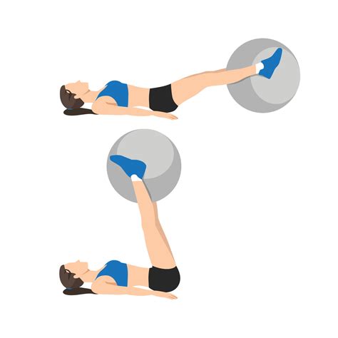 Woman Doing Swiss Ball Leg Lifts Exercise Body Weight Lifts Flat