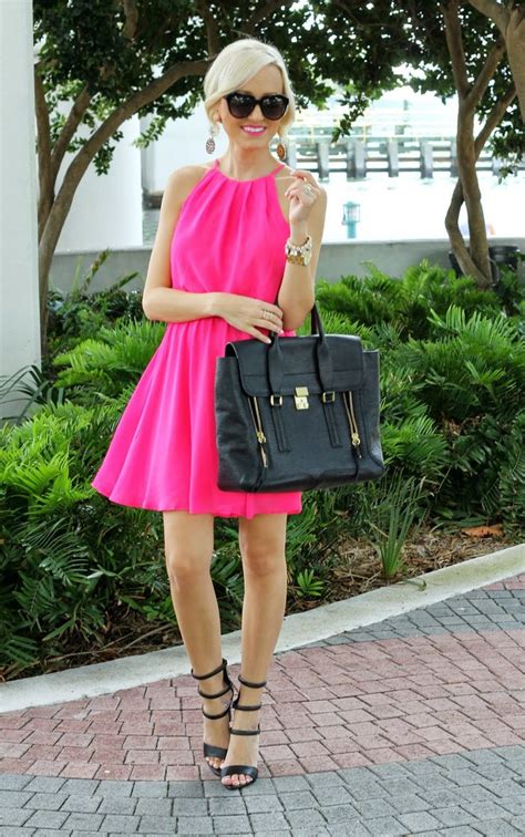 A Spoonful Of Style Hot Pink Pink Blouses Outfit Hot Pink Dresses Fashion Blogger Outfit