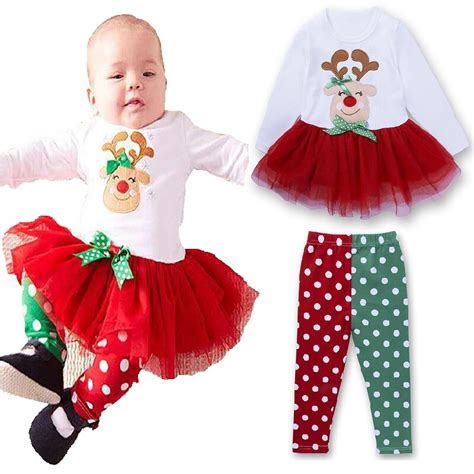 2018 Christmas Baby Girls Clothes Suits Girl Tutu Dress Polka Dot