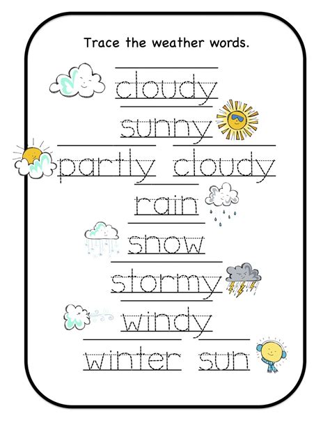Weather+Trace+the+words.jpg 1,236×1,600 pixels | Preschool weather, Teaching weather, Weather words