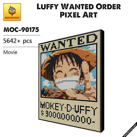 Moc 90175 Luffy Wanted Order Pixel Art Movie Moc Factory Mould King
