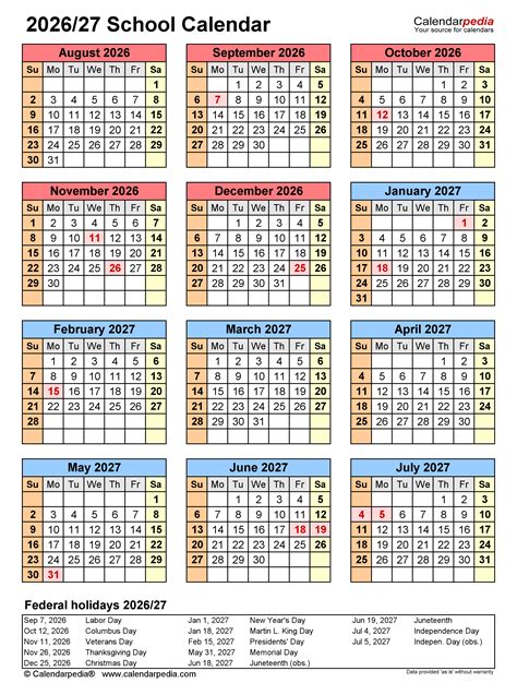 School Calendars 20262027 Free Printable Pdf Templates