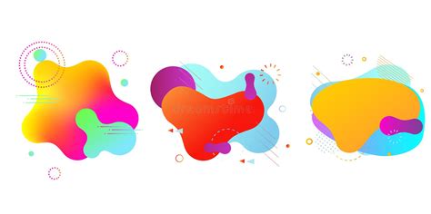 Gradient Fluid Shapes Isolated On White Vibrant Colorful Spots