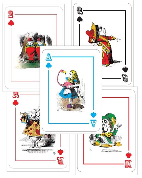 Printed out on card stock these make excellent gifts! ALICE IN WONDERLAND GIANT LARGE A4 - 5 Playing Cards MAD HATTER Tea Party Props | eBay