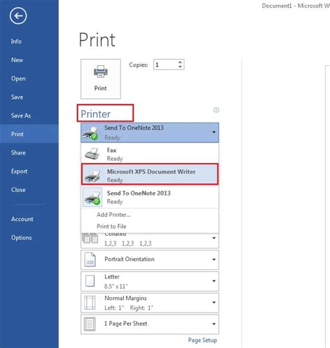 How To Print To The Microsoft Xps Document Writer In Windows Pc Xps