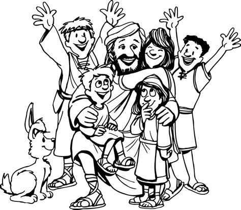 Free Jesus With Little Children Coloring Page Download Free Jesus With