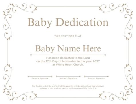 Printable Baby Dedication Certificate Editable Baby Etsy
