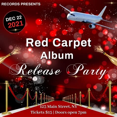 Red Carpet Album Release Party Flyer Template Postermywall