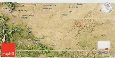 Satellite 3d Map Of Las Animas County