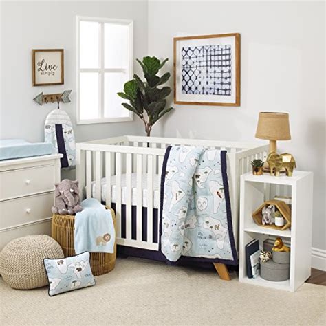 Navy blue and gray colors add a fresh feel to your new baby boy's room. NoJo Dreamer Little Explorer World Map 8 Piece Nursery ...