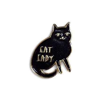 Cat Lady Enamel Pin Black Enamel Lapel Pin Etsy Cat Lady Black