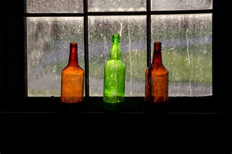 Colorful Bottles In A Bright Window Stock Photo Image Of Bottles