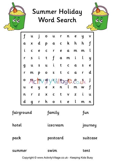 More easy printable crossword puzzles. Summer Holiday Word Search - Easy