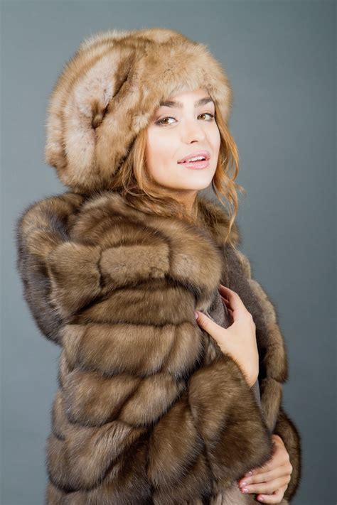 russian sable fur parka with hood for women fur caravan