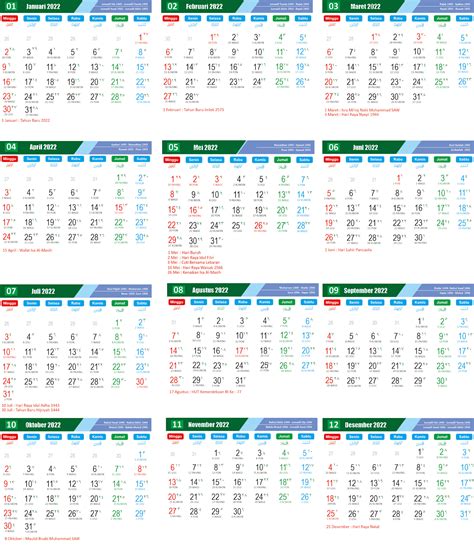 Download Template Kalender 2022 Cdr Vector Lengkap Jawa Hijriyah