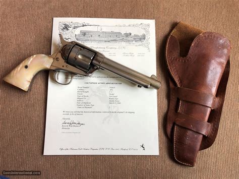 texas shipped colt saa revolver 45cal 5 1 2 barrel nickel pearl w holster walter tips