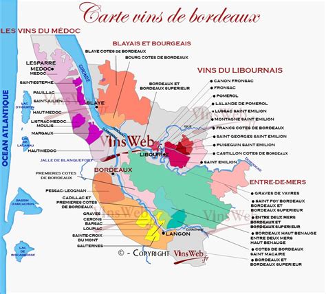 Carte Géographique Des Vins De Bordeaux Vin Bordeaux Vins Vignoble