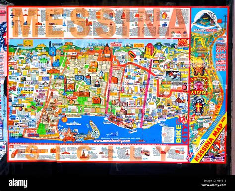 Colourful Messina Sicily Tourist Street Map Stock Photo Alamy