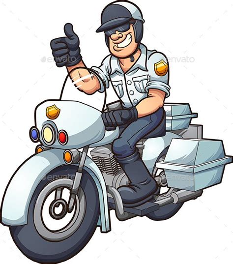 Cartoon Motorcycle Cop Vector Clip Art Illustration With Simple