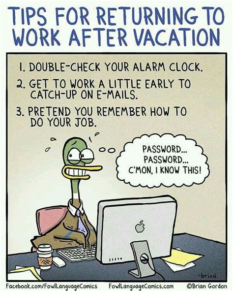 A Cartoon Duck Sitting In Front Of A Computer With The Caption Tips For Returning To Work After