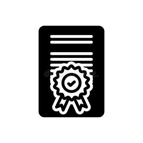 Black Solid Icon For Accreditation Certificate And Diploma Stock