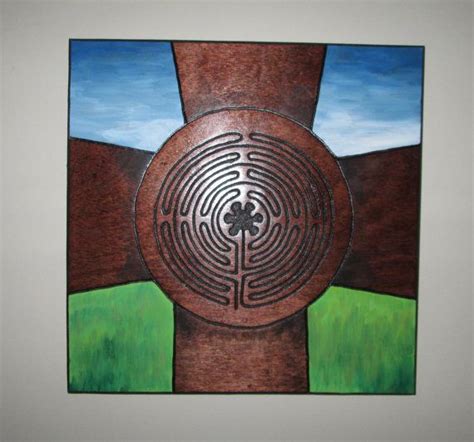 Cross Labyrinth Wood Engraved Painting Wall Art Wall Art Painting