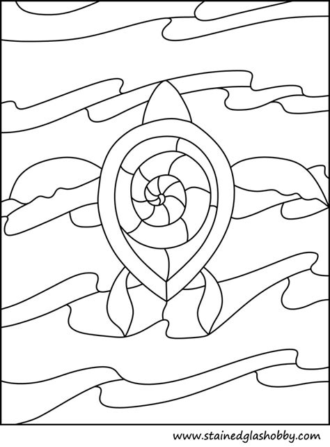 Large Top View Turtle Stained Glass Pattern