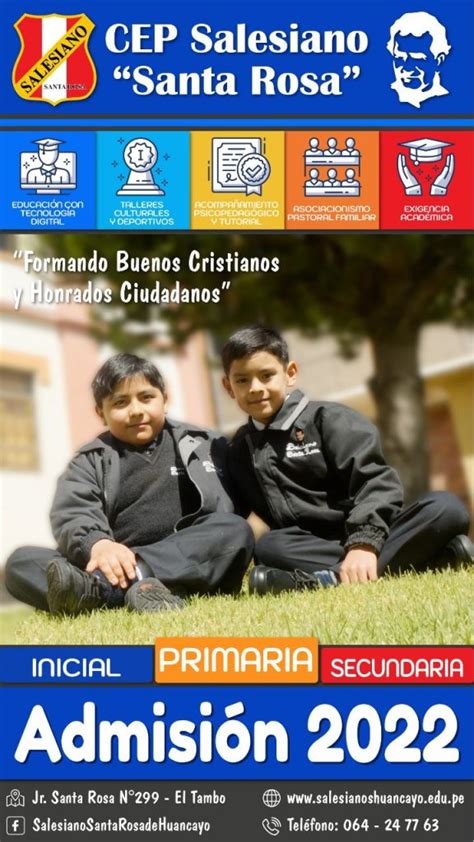 Admisión 2022 Cep Salesiano Santa Rosa Huancayo