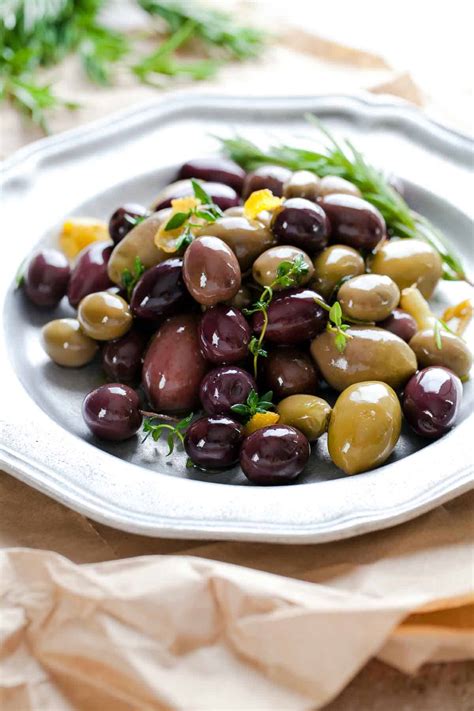 Marinated Olives With Garlic Rosemary And Thyme
