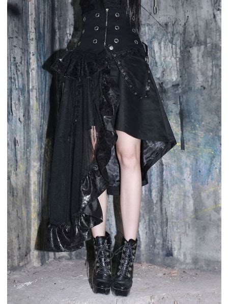 Black Asymmetrical High Waist Gothic Skirt Uk Gothic