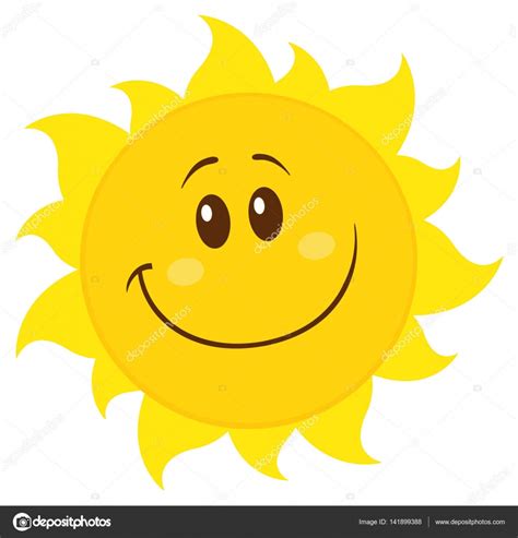 Lächelnder Gelber Einfacher Sonne Cartoon Stock Vektorgrafik Von