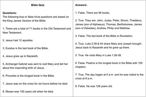Printable Bible Trivia Questions With Answers The Best Printable