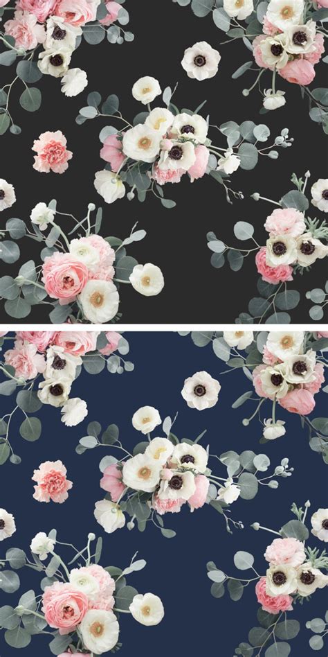 Midnight Floral Traditional Wallpaper Prepasted And Removable Etsy