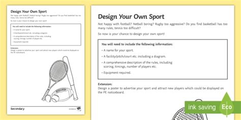 pe cover lesson design your own sport worksheet worksheet